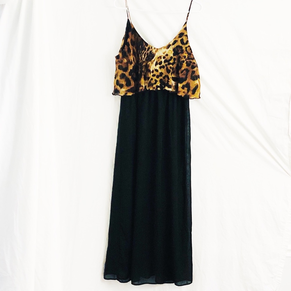 Cheetah Print Sheer Silk Casual Dress Size Large